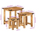 vidaXL Tables d'appoint gigognes 3 Pièces bois de manguier massif brut