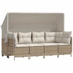 vidaXL Salon de jardin avec coussins 5 Pièces beige résine tressée