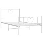 vidaXL Cadre de lit métal sans matelas avec pied de lit blanc 90x190cm