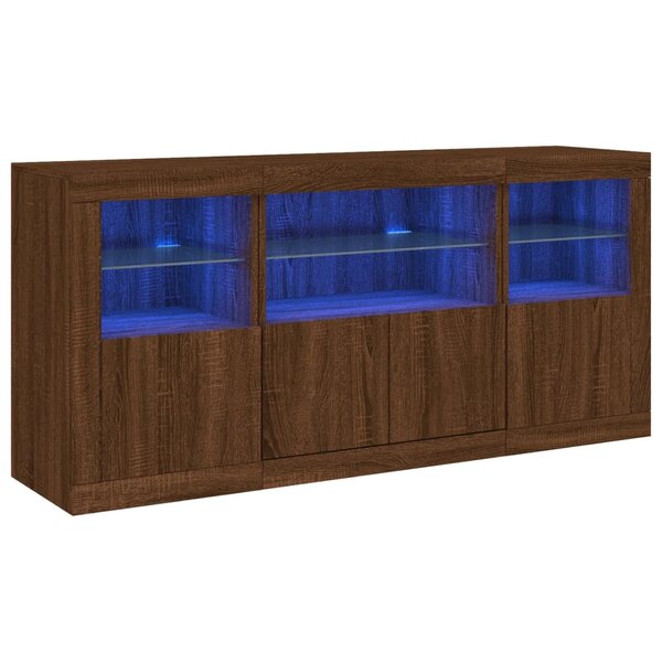vidaXL Buffet avec lumières LED chêne marron 142 5x37x67 cm