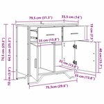 vidaXL Buffet chêne artisanal 79.5 x 35.5 x 74.5 cm Bois d'ingénierie