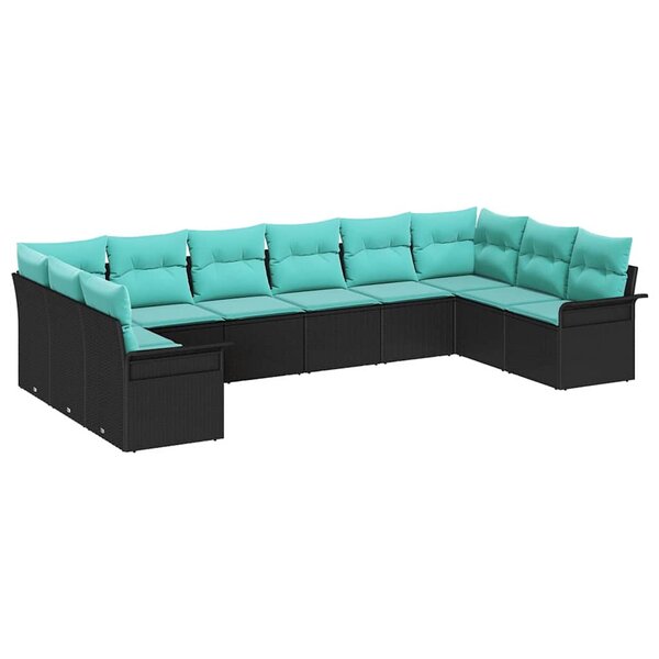 vidaXL Ensemble de canapé de jardin 10 Pièces Noir polyrotin
