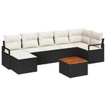 vidaXL Ensemble de canapé de jardin avec coussin 8 Pièces Noir Poly rotin