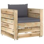 vidaXL Salon de jardin 2 Pièces avec coussins Bois imprégné de vert