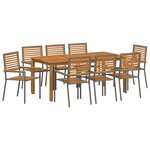 vidaXL Ensemble de salle à manger pour jardin 9 Pièces Gris Poly rotin