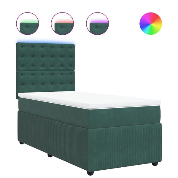 vidaXL Sommier à lattes de lit et matelas Vert foncé 80x200 cm Velours