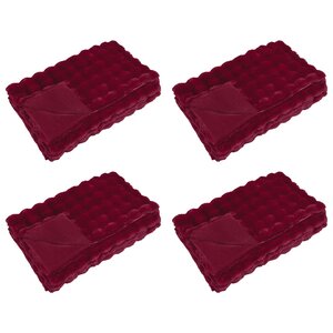 vidaXL Couverture antidérapante en fausse de lapin Olite 4 pc Bordeaux