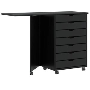 vidaXL Armoire roulante avec bureau MOSS noir bois de pin solide