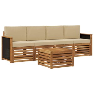 vidaXL Ensemble de canapés d'extérieur 5 Pièces Naturel et Beige