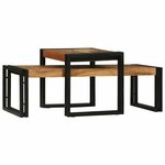 vidaXL Table basse 2 Pièces Marron 48 x 40 x 40 cm Bois d'acacia massif