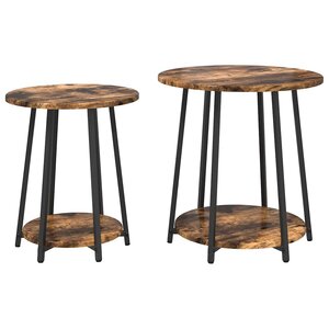 vidaXL Ensemble de tables d'appoint 2 Pièces Chêne fumé et noir