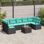 vidaXL Ensemble de canapé de jardin avec coussin 8 Pièces Noir polyrotin