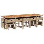vidaXL Ensemble à manger de jardin et coussins 15 Pièces beige