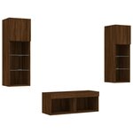vidaXL Meuble TV muraux 4 Pièces avec lumières LED chêne marron