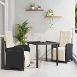 vidaXL Ensemble de salle à manger pour jardin 3 Pièces Noir polyrotin