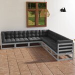 vidaXL Salon de jardin 7 Pièces avec coussins Bois de pin massif