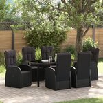 vidaXL Ensemble de Salle à Manger de Jardin 7 Pièces avec Coussins - Rattan Poly Noir
