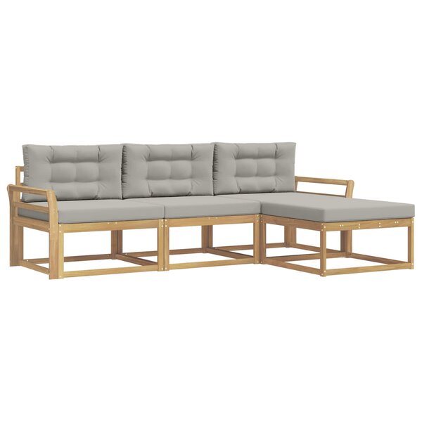 vidaXL Ensemble de canapés d'extérieur 4 pc Blanc et gris clair