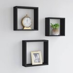 vidaXL Étagères murales sous forme de cube 3 Pièces Noir MDF