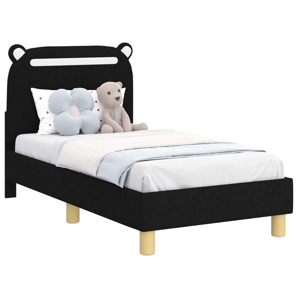 vidaXL Cadre de lit pour tout-petit avec tête de lit Noir 70 x 140 cm