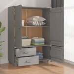 vidaXL Garde-robe HAMAR Gris clair 99x45x137 cm Bois massif de pin