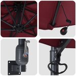vidaXL Parasol de jardin mural avec LEDs Rouge Bordeaux 248 cm