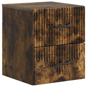 vidaXL Cabinet de chevet mural Chêne fumé 34 5 x 33 x 40 cm