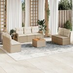 vidaXL Salon de jardin avec coussins 8 Pièces beige résine tressée