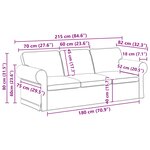 vidaXL Canapé Noir 215 x 82 x 80 cm tissu