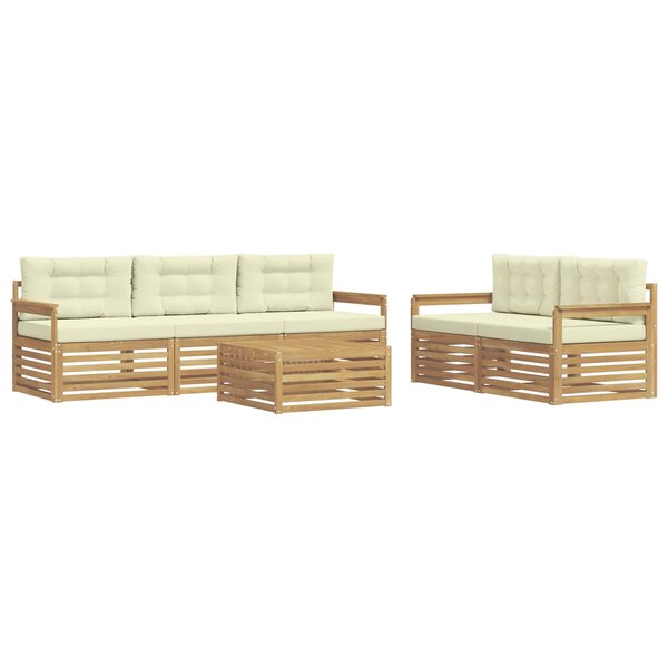 vidaXL Ensemble de canapés d'extérieur 6 Pièces Blanc et crème
