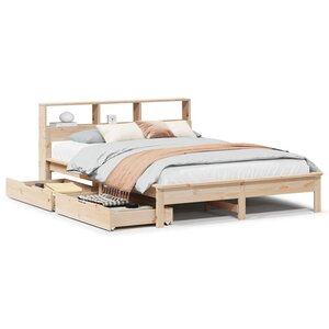 vidaXL Lit bibliothèque sans matelas 135x190 cm bois de pin massif