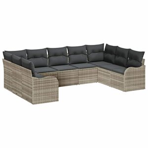 vidaXL Ensemble de canapé de jardin 9 Pièces Gris clair polyrotin