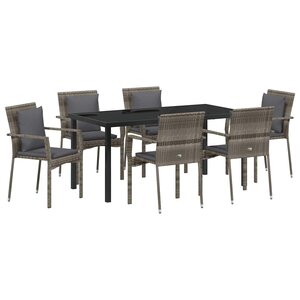 vidaXL Ensemble de salle à manger pour jardin 7 Pièces Gris polyrotin