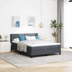 Lit Box Spring vidaXL avec Matelas Gris Foncé 140x200 cm Velours