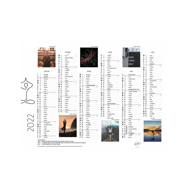 Calendrier Mural  2022 - 27 x 21 cm - Yoga
