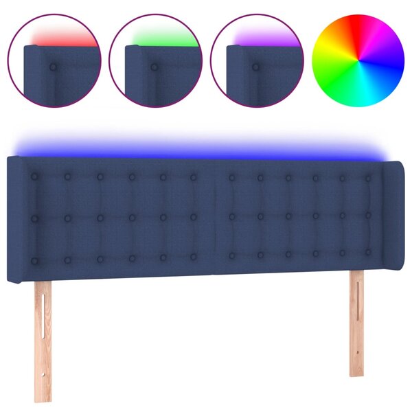vidaXL Tête de lit à LED Bleu 147x16x78/88 cm Tissu