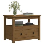 vidaXL Table basse Marron miel 71x49x55 cm Bois massif de pin