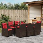 vidaXL Ensemble de salle à manger pour jardin 9 Pièces Marron Poly rotin