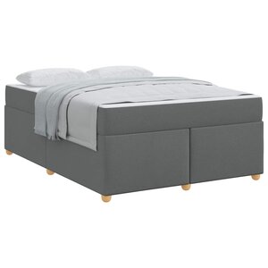 vidaXL Cadre de lit avec matelas Gris foncé 160 x 200 cm tissu