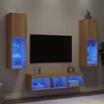 vidaXL Unités murales TV avec LED 5 Pièces chêne sonoma bois d'ingénierie