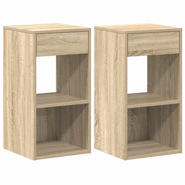 vidaXL Tables de chevet avec tiroir 2 Pièces chêne sonoma 35x34x66 5 cm