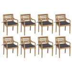 Vidaxl chaises batavia avec coussins 8 pièces bois de teck solide