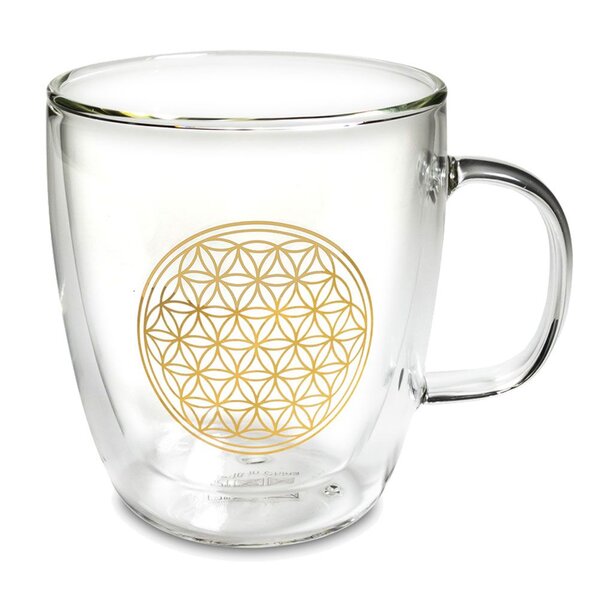 Tasse en verre double paroi fleur de vie