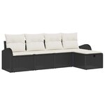 vidaXL Ensemble de canapé de jardin avec coussin 5 Pièces Noir Poly rotin