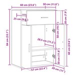 vidaXL Buffet avec tiroir Chêne noir 60 x 30 x 84 cm Bois d'ingénierie