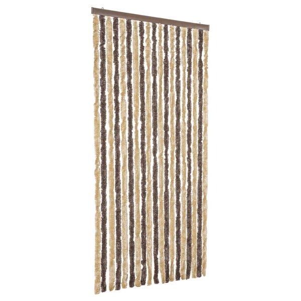 vidaXL Rideau anti-mouches marron foncé et beige 56x200 cm chenille
