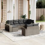 vidaXL Salon de jardin avec coussins 10 Pièces gris résine tressée