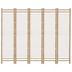 vidaXL Cloison de séparation pliante 5 panneaux 200 cm Bambou et toile