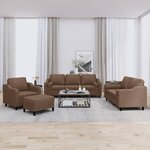 vidaXL Ensemble de canapés 4 Pièces avec coussins marron tissu