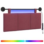 vidaXL Tête de lit suspendue Avec lumière LED Bordeaux Tissu